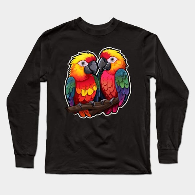 Colorful Parrot Cockatoo - Parakeet Macaws Parrot Long Sleeve T-Shirt by fromherotozero